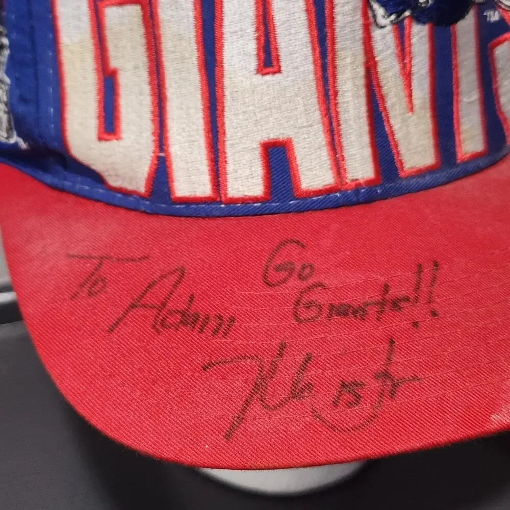 VTG New York Giants Logo 7 Team NFL Football SIGNED Snapback Hat Cap OSFA‎